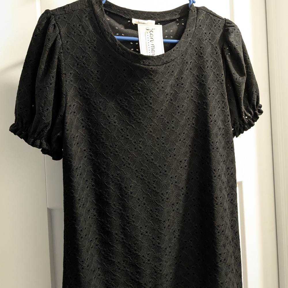 Black Lace Puff Sleeve Top